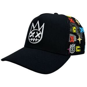 Cult of Individuality Trucker Hat Embroidered Logo Pattern Black Snapback Cap